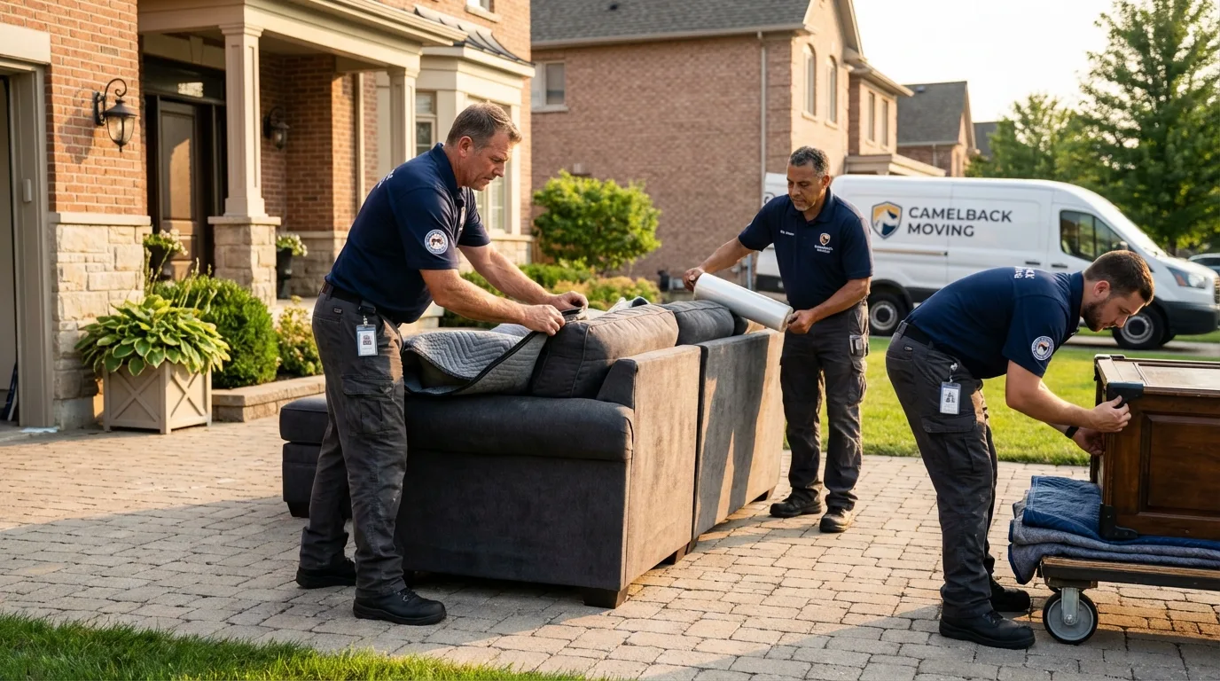 Large estate moving crew wrapping furniture in Kasson, MN